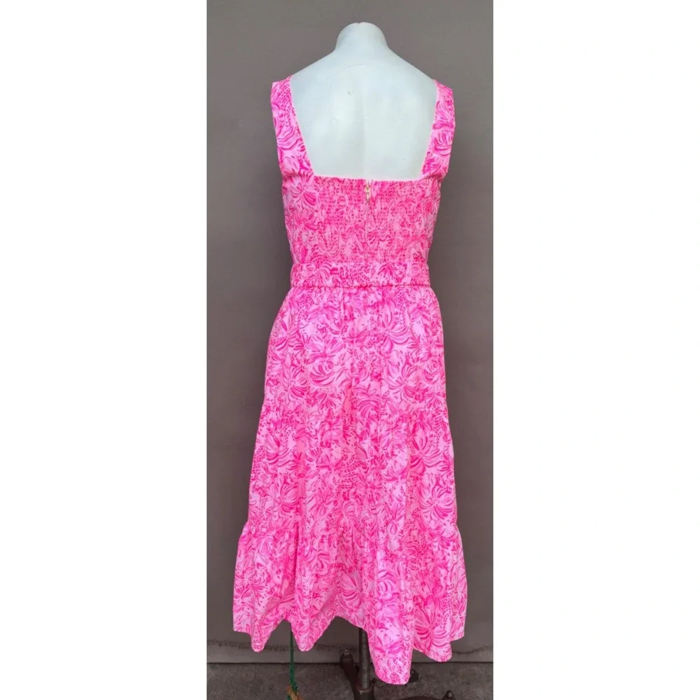 NWOT Lilly Pulitzer McKinnon Midi Cotton Sundress Pink Blossom Foxy Llama • 12